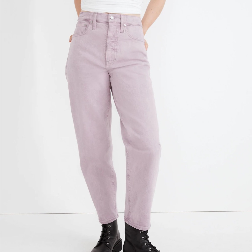 Madewell Garment Dyed Balloon Barrel Jeans Grape NWT